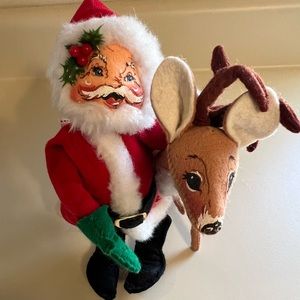 Annalee Santa and reindeer. Like new . Santa 1963